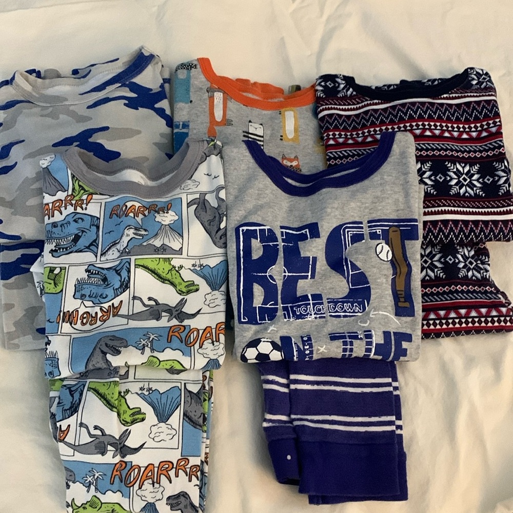 5 pair boys long john style PJ’s